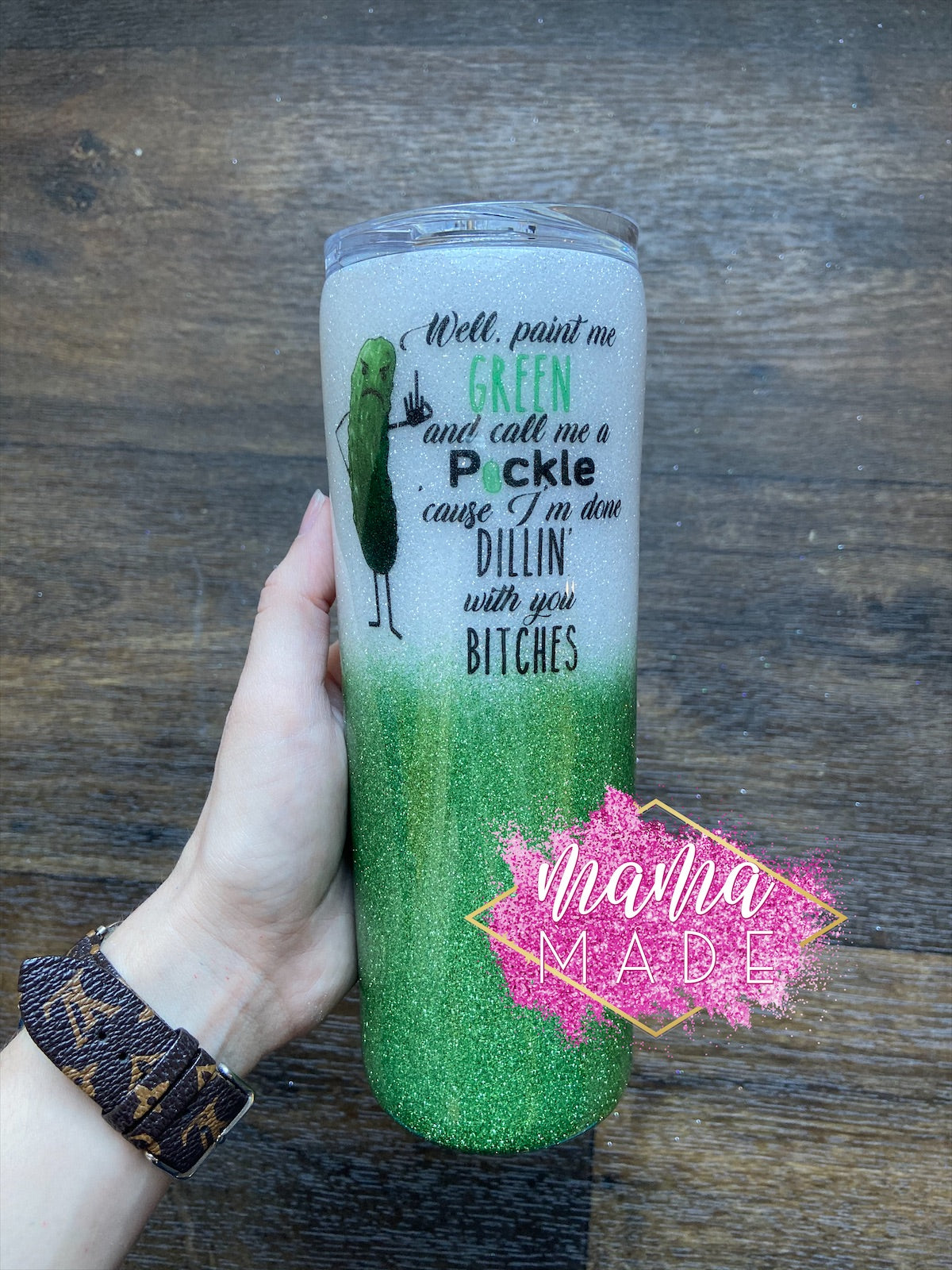 White/Green Pickle 20oz Skinny