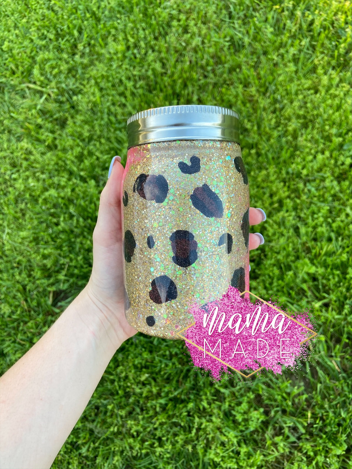 Glitter Cheetah Magnolia Jar
