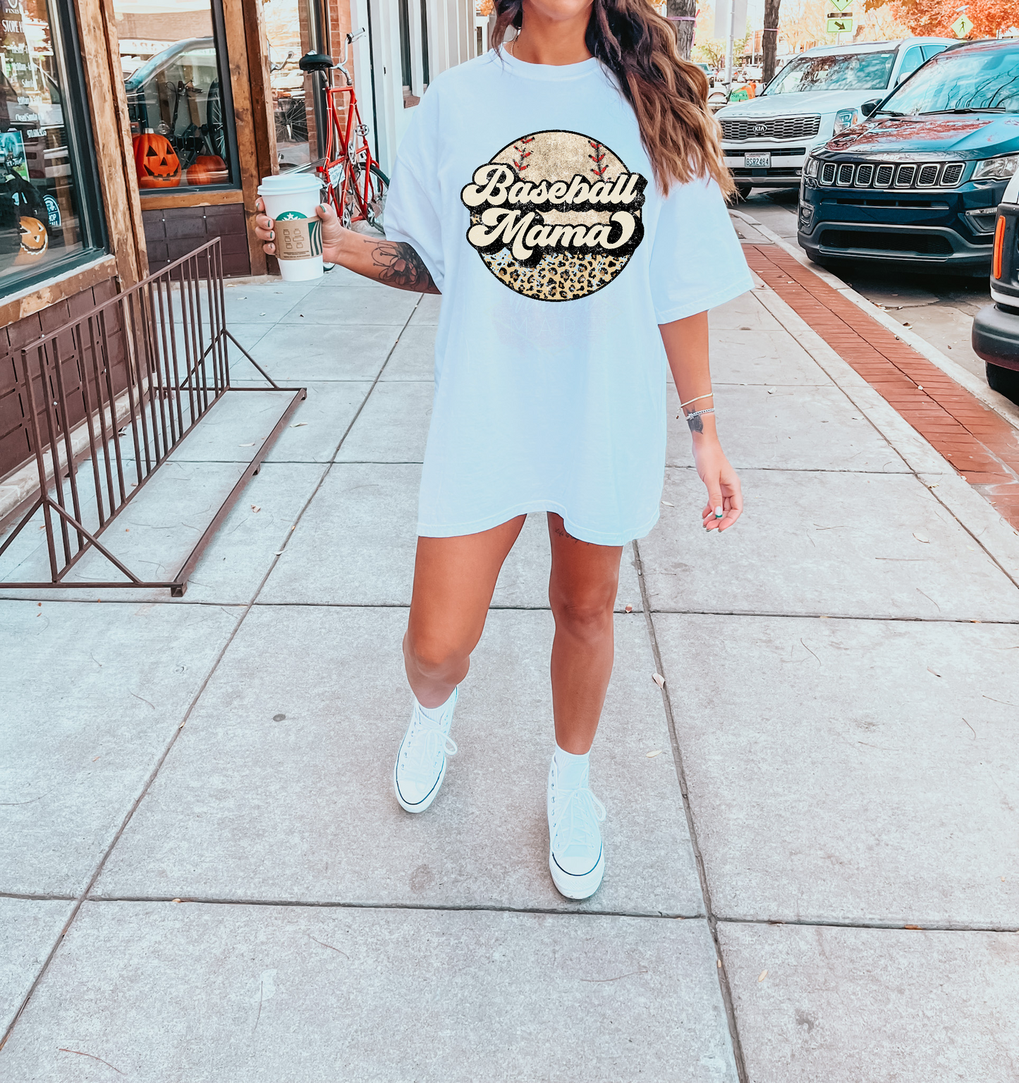 Distressed/Cheetah Baseball Mama T-Shirt