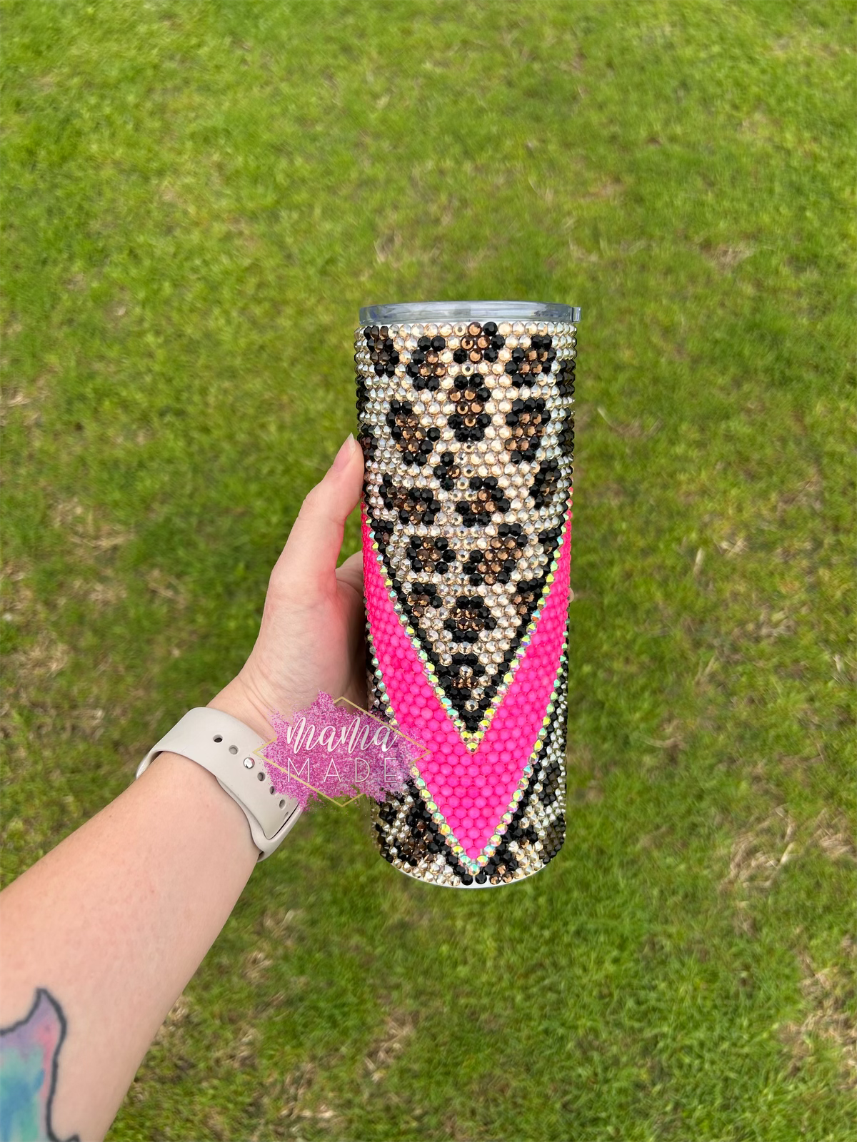 Cheetah V Split Rhinestone Tumbler
