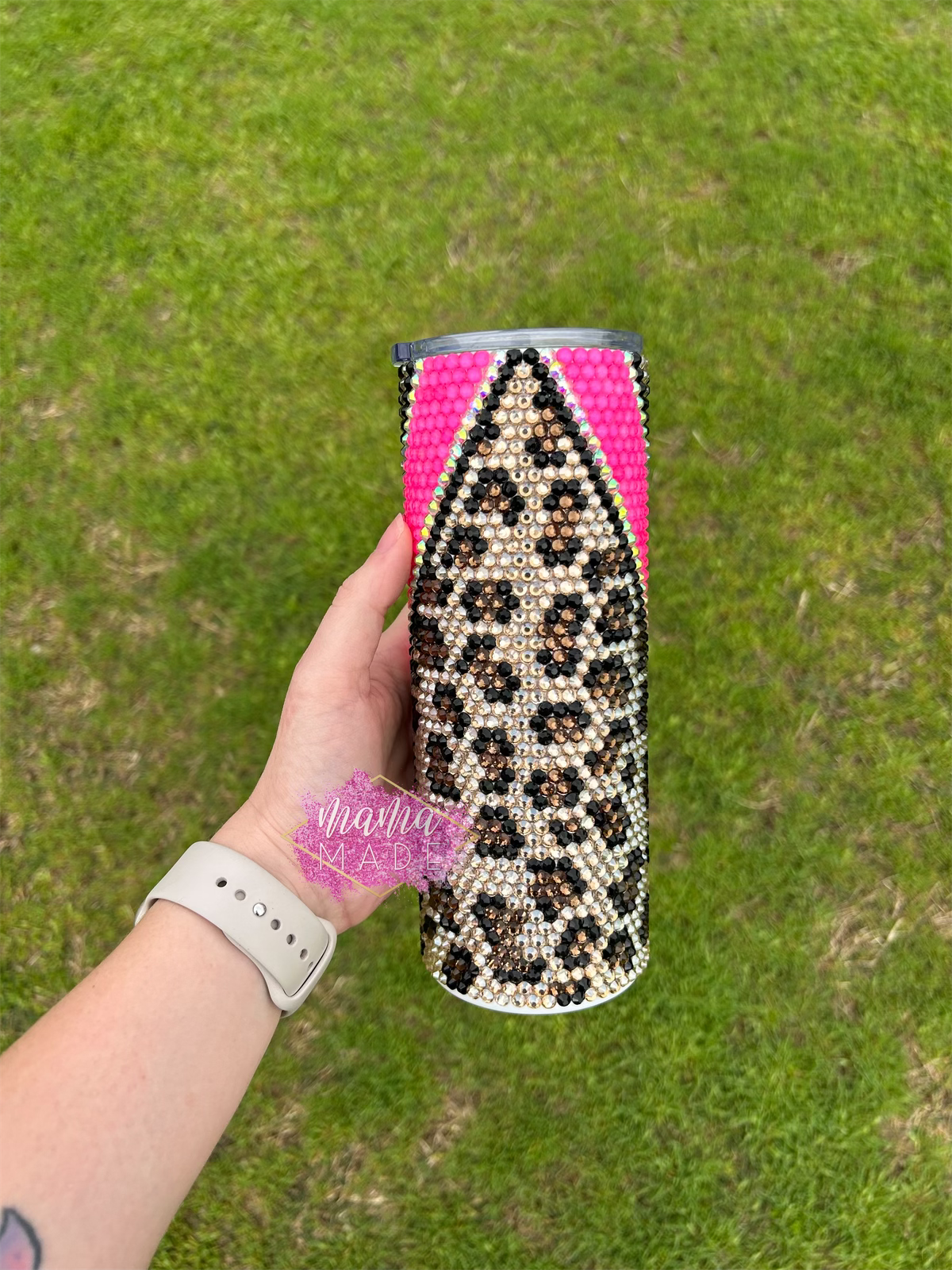 Cheetah V Split Rhinestone Tumbler