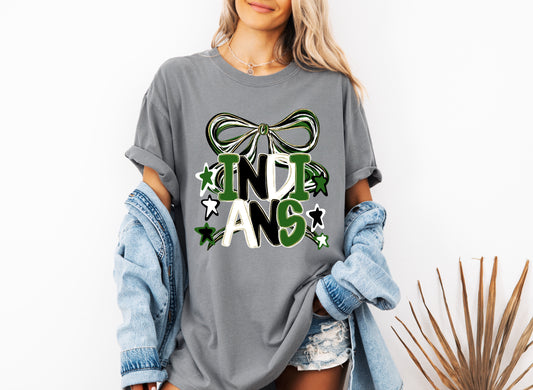 Green/Black/White Indians W/ Bow T-Shirt