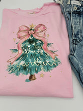 Load image into Gallery viewer, Pink Bows Christmas Tree WITH LIGHTS T-Shirt
