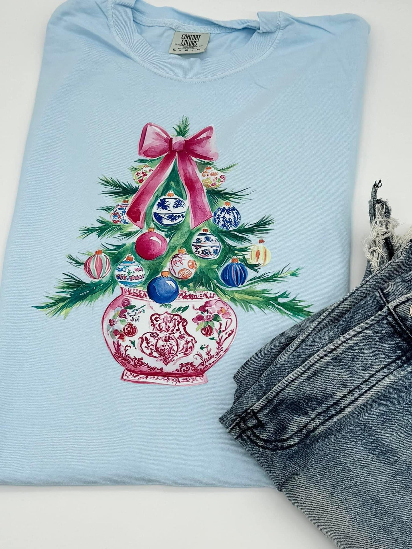 Christmas Tree Dark Pink Vase T-Shirt