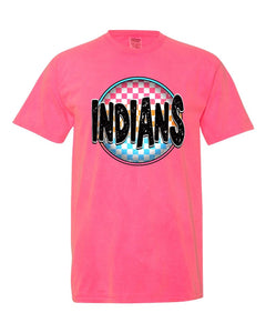 Indians Neon Checkered T-Shirt