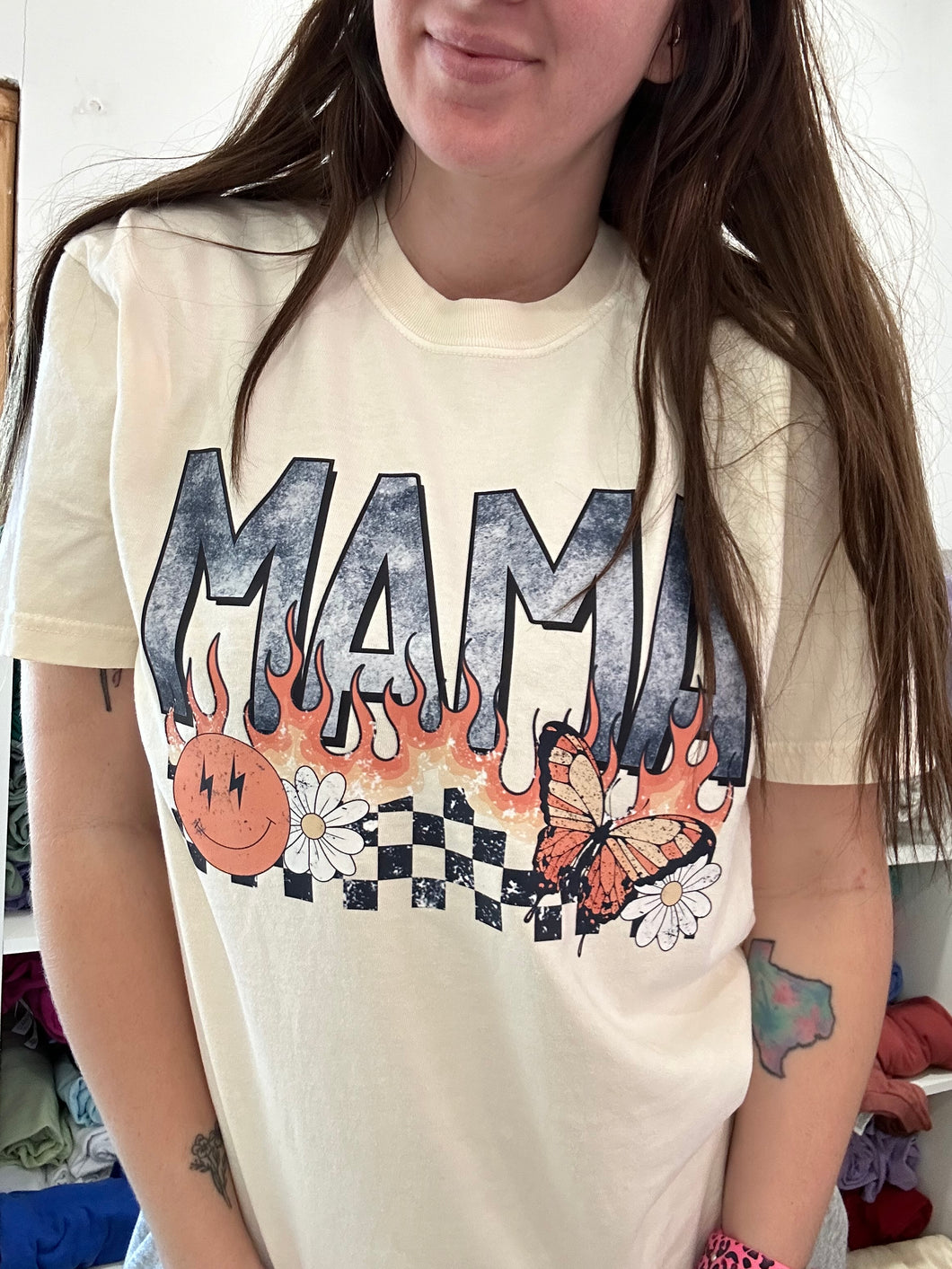 Grunge Mama with Flames T-Shirt