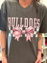 Load image into Gallery viewer, Bulldogs Checkered Bow T-Shirt
