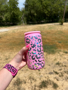 *RTS* READ DESCRIPTION 16oz Leopard Glass Tumbler