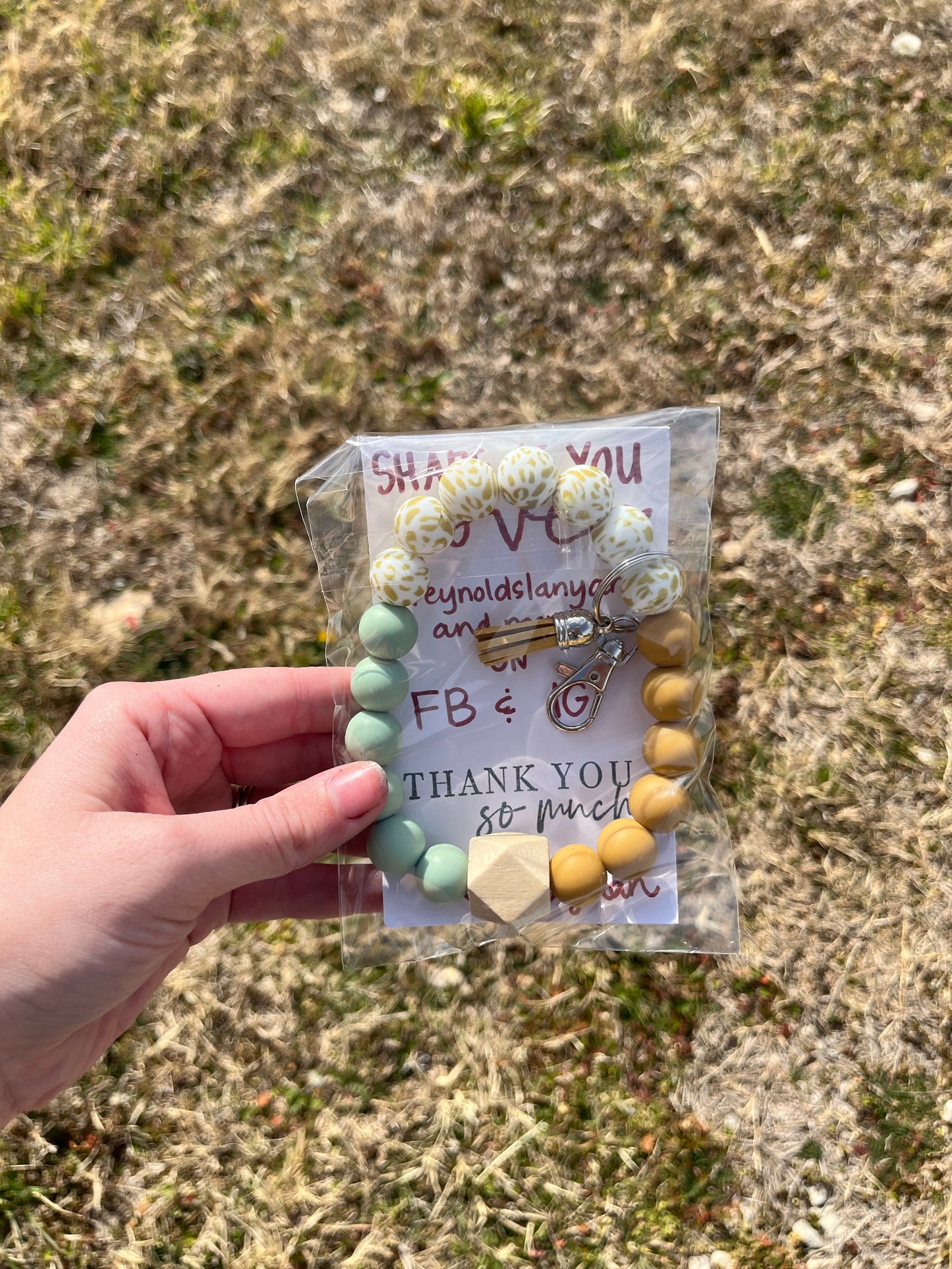 Mint/Brown/Cheetah Keyring