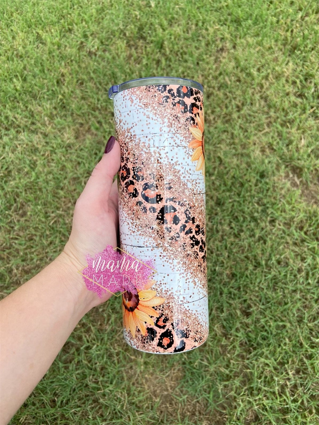 Cheetah Sunflower Swirl Sublimation Tumbler