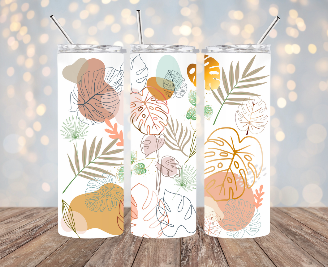 Boho Monstera Leaf Sublimation Tumbler