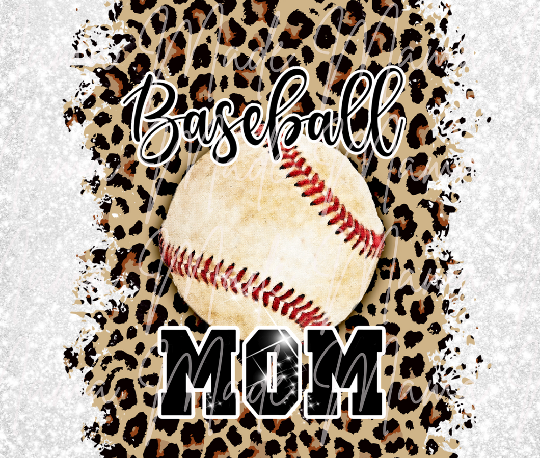 Baseball Mom Leopard PNG Sublimation